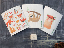 Load image into Gallery viewer, Plantish - Foxes - Swedish Sponge Cloth