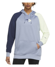 Load image into Gallery viewer, Nike Women's Cotton Therma-FIT Colorblocked Hoodie, Blue/Green/Gray, S