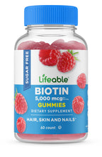 Load image into Gallery viewer, Lifeable - Lifeable Sugar Free Biotin 5,000 mcg Gummies, Hair Skin Nail: Raspberry Flavor / 60 Gummies