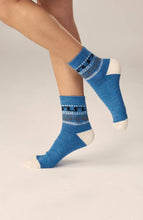 Load image into Gallery viewer, WUAMAN - Alpaca - Inca Shorty Alpaca Socks | Full Cushion Socks | Ankle Socks: Blue / Small
