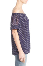Load image into Gallery viewer, Lucky Brand Womens Printed Off-The-Shoulder Blouse, Navy, S