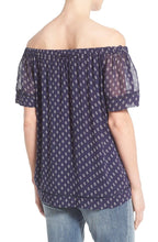 Load image into Gallery viewer, Lucky Brand Womens Printed Off-The-Shoulder Blouse, Navy, S