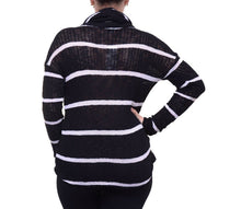 Load image into Gallery viewer, Chelsea Sky Women's Cowl Neck Striped Soft Sweater, Black, M