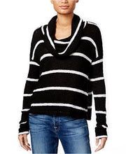 Load image into Gallery viewer, Chelsea Sky Women's Cowl Neck Striped Soft Sweater, Black, M