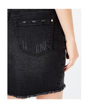 Load image into Gallery viewer, Material Girl Womens Juniors Denim Frayed Hem Denim Skirt, Black, 9