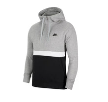 Load image into Gallery viewer, Men's Club Fleece Colorblocked Half-Zip Hoodie, Gray & Black, S, Defective