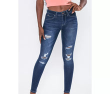 Load image into Gallery viewer, YMI(R) Women's Juniors' Skinny Distressed Rep Jeans, Blue, 11/30