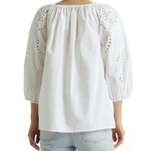 Load image into Gallery viewer, Lauren Ralph Lauren Women's Eyelet Cotton Broadcloth Shirt, White, XS