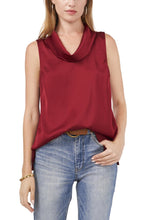 Load image into Gallery viewer, VINCE CAMUTO Women's Cowl Neck Satin Sleeveless Top, Earth Red, M