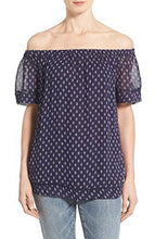 Load image into Gallery viewer, Lucky Brand Womens Printed Off-The-Shoulder Blouse, Navy, S