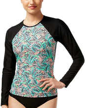 Load image into Gallery viewer, Hula Honey Juniors Tropical Printed Rashguard Swimsuit, Multicolor, S