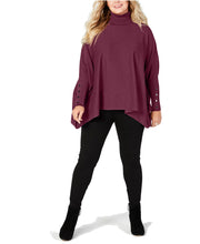 Load image into Gallery viewer, Alfani Plus Women's Turtleneck Cozy Poncho Sweater, Malbec, 2X