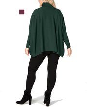 Load image into Gallery viewer, Alfani Plus Women's Turtleneck Cozy Poncho Sweater, Malbec, 2X