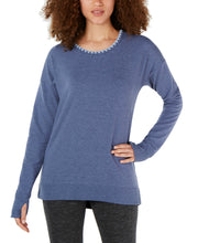 Load image into Gallery viewer, Ideology Women's Blanket-Stitch Cross-Back Thumb-Hole Top, Blue, XS