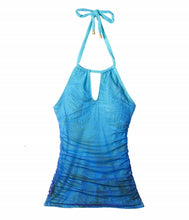 Load image into Gallery viewer, Lauren Ralph Women's High Neck Tummy Control Tankini Top, Blue, 14