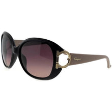Load image into Gallery viewer, Ferragamo Brown Gradient Oval Sunglasses, Black