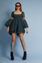 Load image into Gallery viewer, Belloago Women's Mina Square Neck Bishop Sleeve Dress, Green