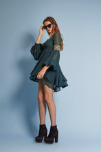 Load image into Gallery viewer, Belloago Women's Mina Square Neck Bishop Sleeve Dress, Green