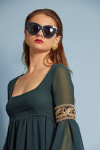 Load image into Gallery viewer, Belloago Women's Mina Square Neck Bishop Sleeve Dress, Green