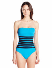 Load image into Gallery viewer, Calvin Klein Women's Bandeau One Piece Swimsuit with Mesh Insert, 14