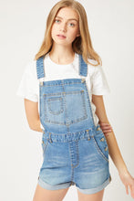 Load image into Gallery viewer, Belloago Women's Distressed Rolled Hem Cotton Denim Overall Shorts