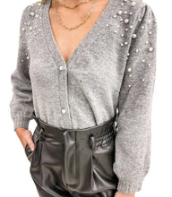 Load image into Gallery viewer, Lucy Paris Women's Ryan Pearl Cardigan, Grey