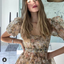 Load image into Gallery viewer, Danielle Bernstein Women's Floral Ruffled Mini Dress, Green, S