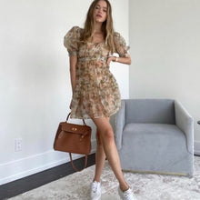 Load image into Gallery viewer, Danielle Bernstein Women's Floral Ruffled Mini Dress, Green, S