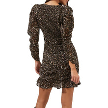 Load image into Gallery viewer, ASTR the Label Womens Victoria Ruched Puff Sleeve Mini Dress, Black XS