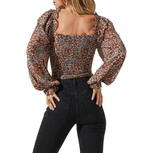 Load image into Gallery viewer, ASTR the Label Women's Ruffled Shirred Crop Top, Brown MultiFloral, XS