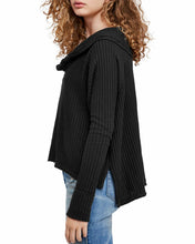 Load image into Gallery viewer, Free People Women's Wildcat Thermal Pullover Sweater, Black, XS