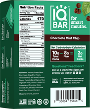 Load image into Gallery viewer, IQBAR - IQBAR Chocolate Mint Chip | Brain + Body Keto Protein Bars
