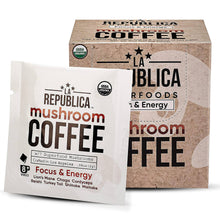 Load image into Gallery viewer, La Republica Coffee - La Republica USDA Organic Mushroom Coffee 10-Pack: 10-Pack Single Serve Box
