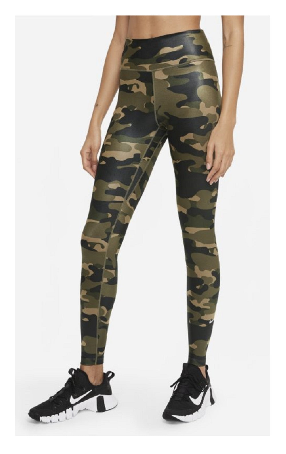Nike Women's Mid-Rise Camo Leggings, Olive, XL