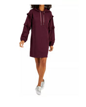 Load image into Gallery viewer, Tommy Hilfiger Women&#39;s Ruffle Sleeve Sweatshirt Dress, Wine Red, S
