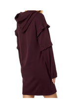 Load image into Gallery viewer, Tommy Hilfiger Women&#39;s Ruffle Sleeve Sweatshirt Dress, Wine Red, S

