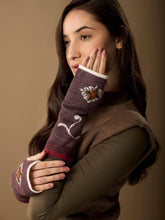 Load image into Gallery viewer, WUAMAN - Alpaca - Eva Alpaca Wrist Warmers | Embroidery | Reversible | Fall: Lilac

