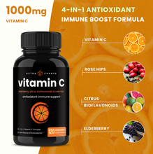 Load image into Gallery viewer, NutraChamps - Vitamin C + Elderberry, Citrus Bioflavonoids &amp; Rose HIPS

