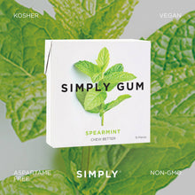 Load image into Gallery viewer, Simply Gum - Spearmint Chewing Gum - Natural + Plastic-Free | 12 Pack
