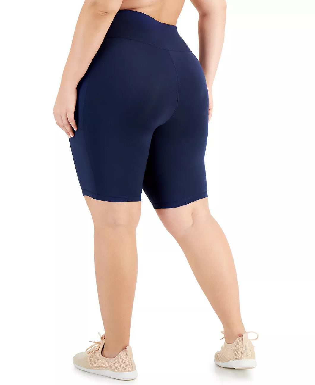 ID Ideology Women's Plus Size Pull-On Bicycle Shorts, Indigo Sea, 2X