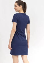 Load image into Gallery viewer, DKNY Women&#39;s Sport Cotton Logo T-Shirt Dress, Blue, XS
