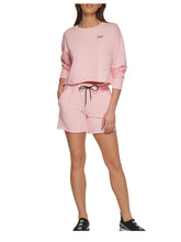 Load image into Gallery viewer, DKNY Women&#39;s Metallic Logo Shorts Pink Large (Slight Damage)
