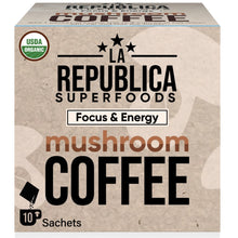 Load image into Gallery viewer, La Republica Coffee - La Republica USDA Organic Mushroom Coffee 10-Pack: 10-Pack Single Serve Box
