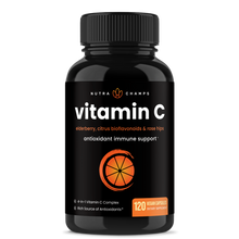 Load image into Gallery viewer, NutraChamps - Vitamin C + Elderberry, Citrus Bioflavonoids &amp; Rose HIPS
