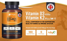 Load image into Gallery viewer, Prowise Healthcare - Vitamin D3 4000IU &amp; K2 MK7 100μg Vegetarian Tablets I 180 (
