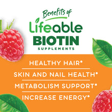 Load image into Gallery viewer, Lifeable - Lifeable Sugar Free Biotin for Kids 5,000 mcg Gummies: Raspberry Flavor / 60 Gummies
