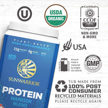 Load image into Gallery viewer, Sunwarrior - Warrior Blend Chocolate Protein - Pea Protein Powder: 375g
