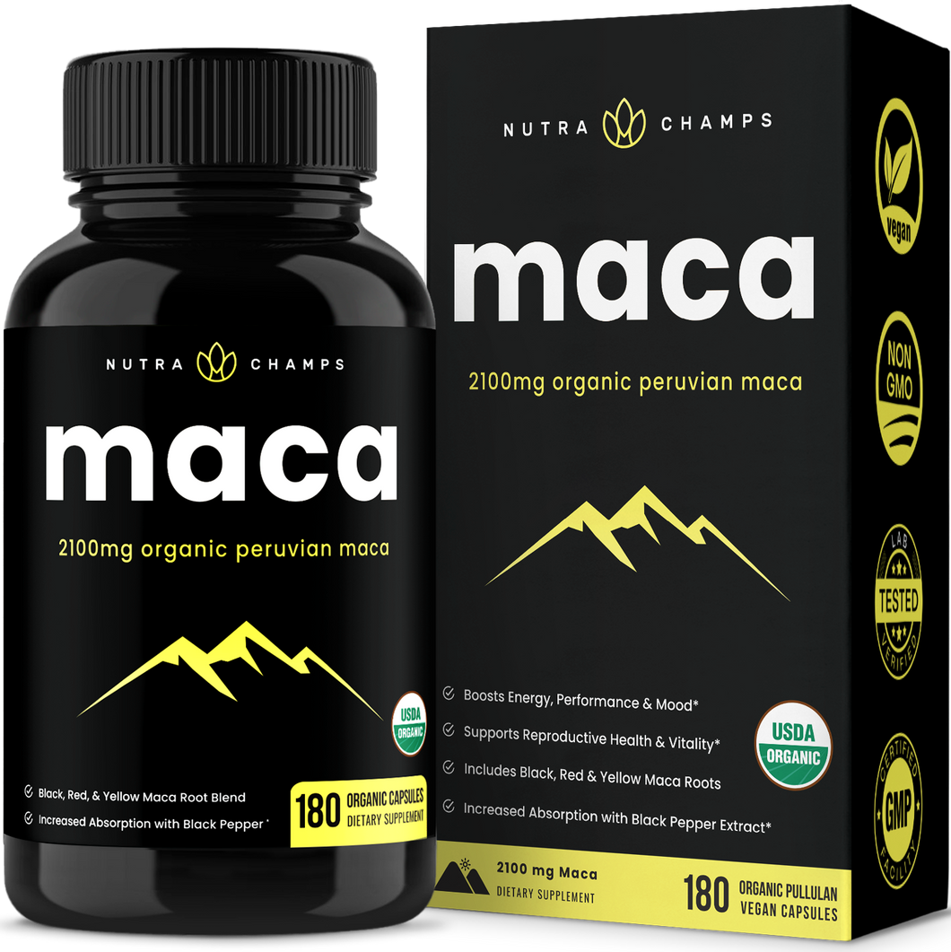 NutraChamps - Organic Maca Root Capsules | Supports Mood, Reproduction