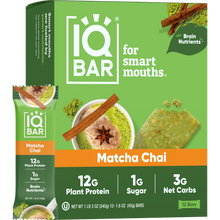 Load image into Gallery viewer, IQBAR - IQBAR Matcha Chai | Brain + Body Keto Protein Bars
