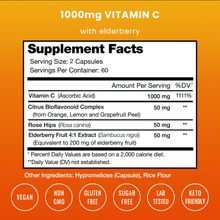Load image into Gallery viewer, NutraChamps - Vitamin C + Elderberry, Citrus Bioflavonoids &amp; Rose HIPS
